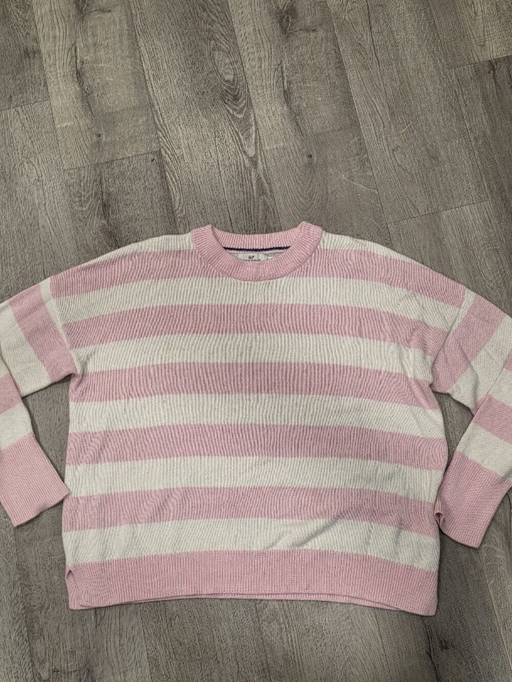 Vineyard Vines Pink & White Striped Knit Crewneck Sweater XL